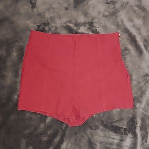 Maroon High Waisted Shorts
